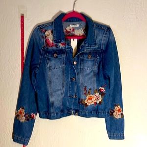 Embroidered Jean Jacket sz L. New never worn